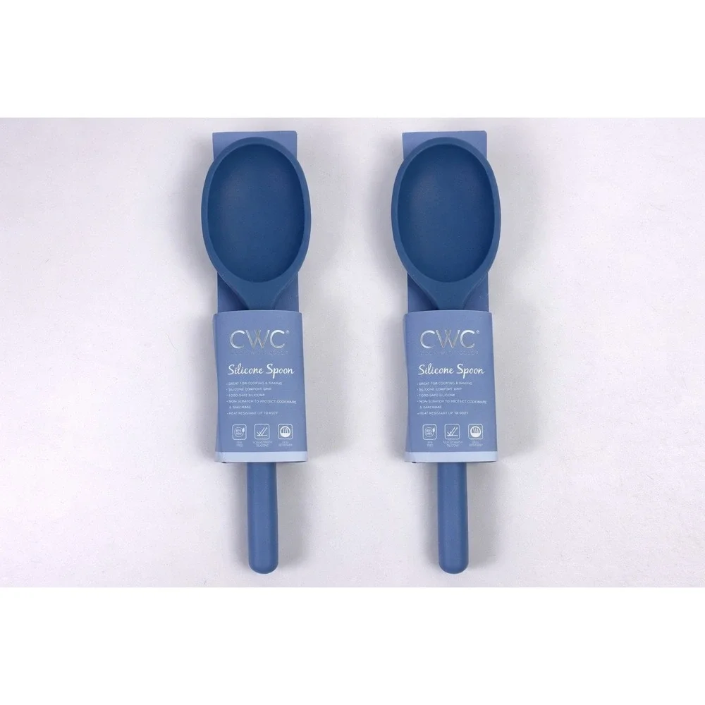 CWC Cook With Color Silicone Spoon Blue BPA Free Heat Resistant Kitchen Utensil